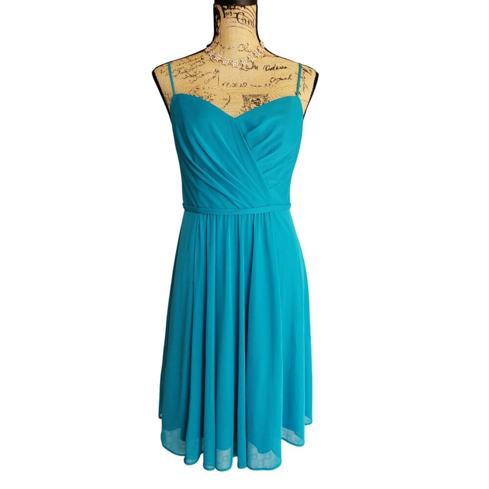 Davids Bridal Elegant Bridesmaid Dress 8 Turquoise Evening Sweetheart Gown Glam